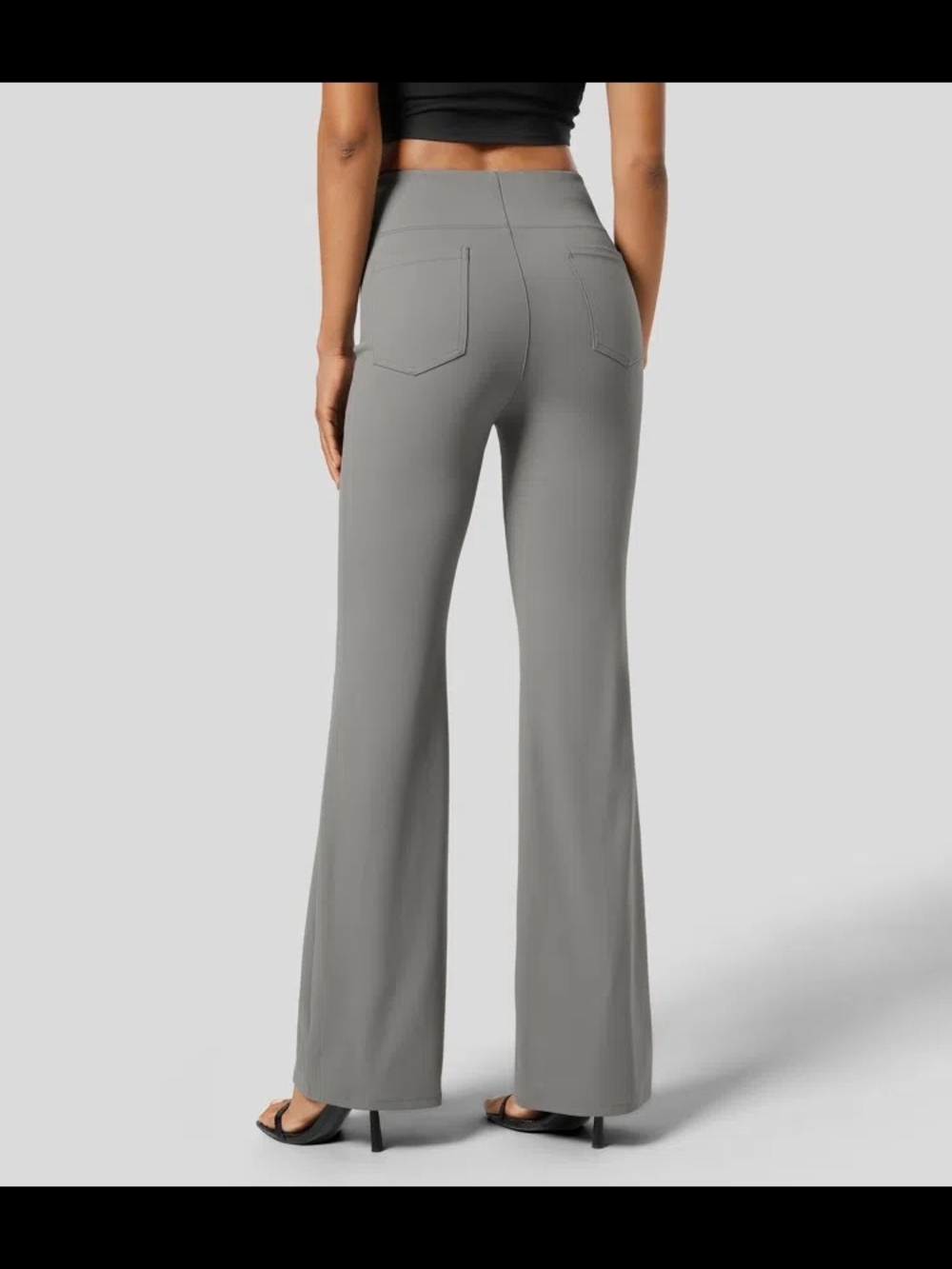 Halara Flex High Waisted Flare Work Pants Gray Petite Medium - Picture 2 of 9